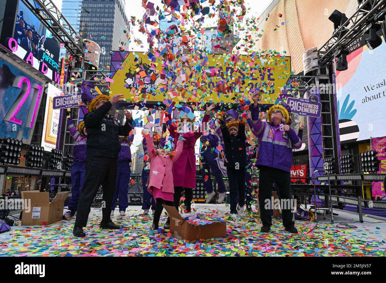 Confetti fills the air as Times Square New Year's Eve