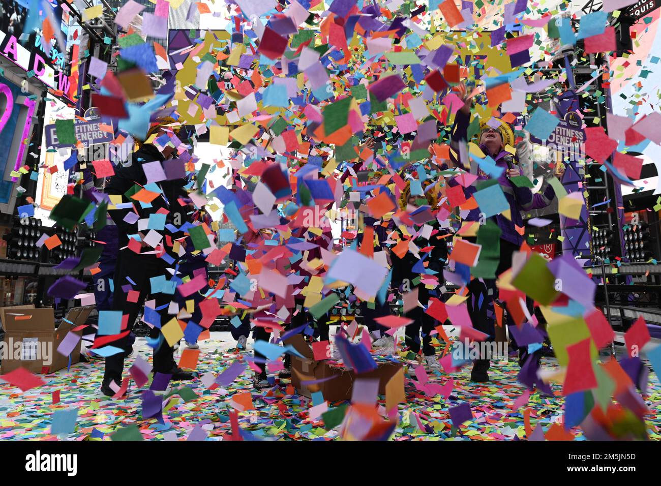 Confetti fills the air as Times Square New Year's Eve