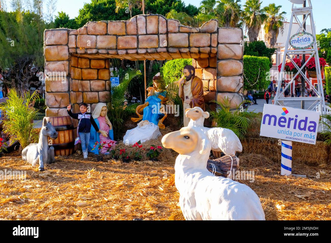 Nativity scene, Plaza Grande, Merida Yucatan Mexico Stock Photo Alamy