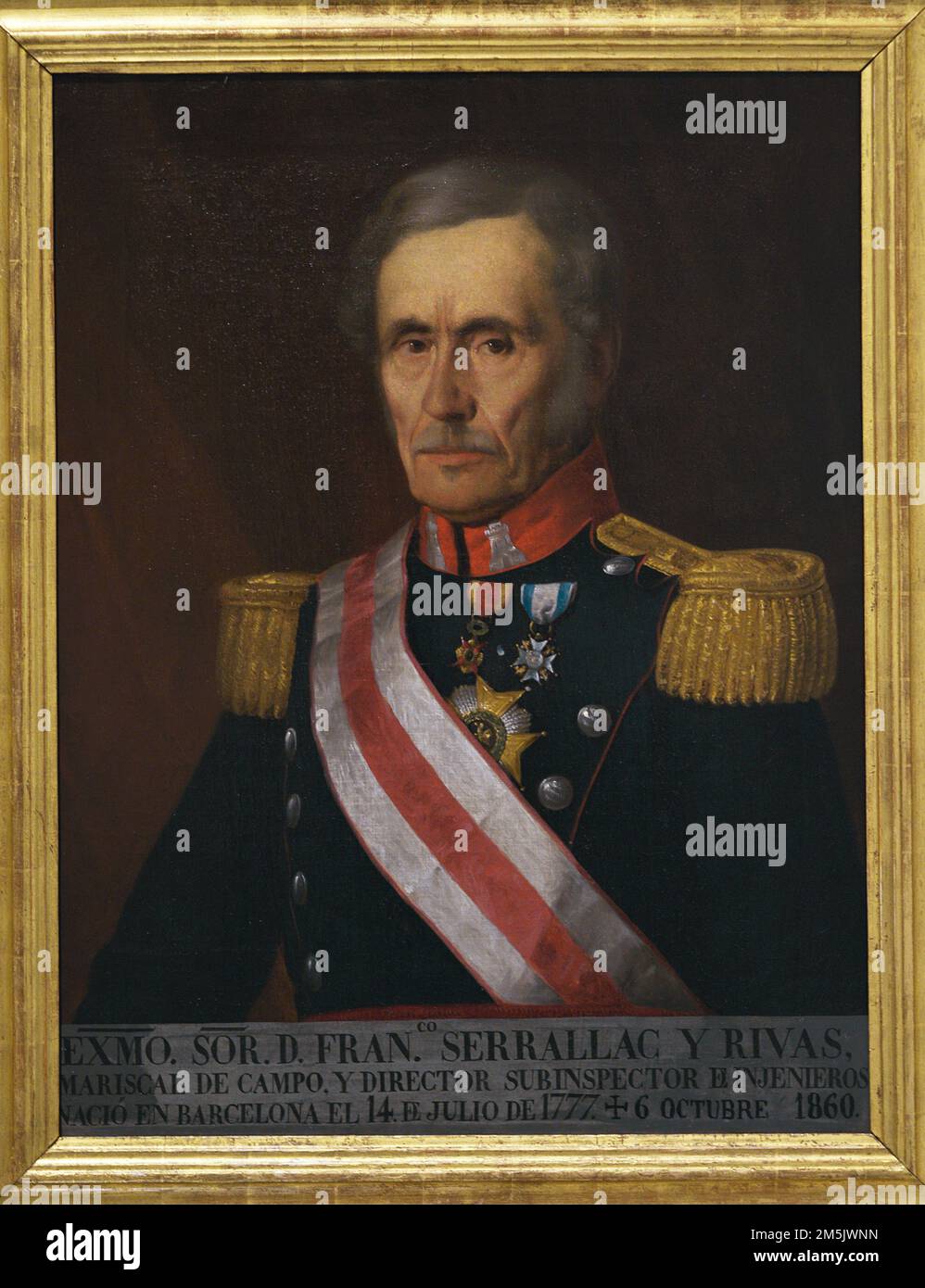 Francisco Serrallac y Rivas (1777-1860). Spanish military. Field Marshal of Engineers. Portrait. Anonymous, c. 1900. Oil on canvas. Army Museum. Toledo. Spain. Stock Photo
