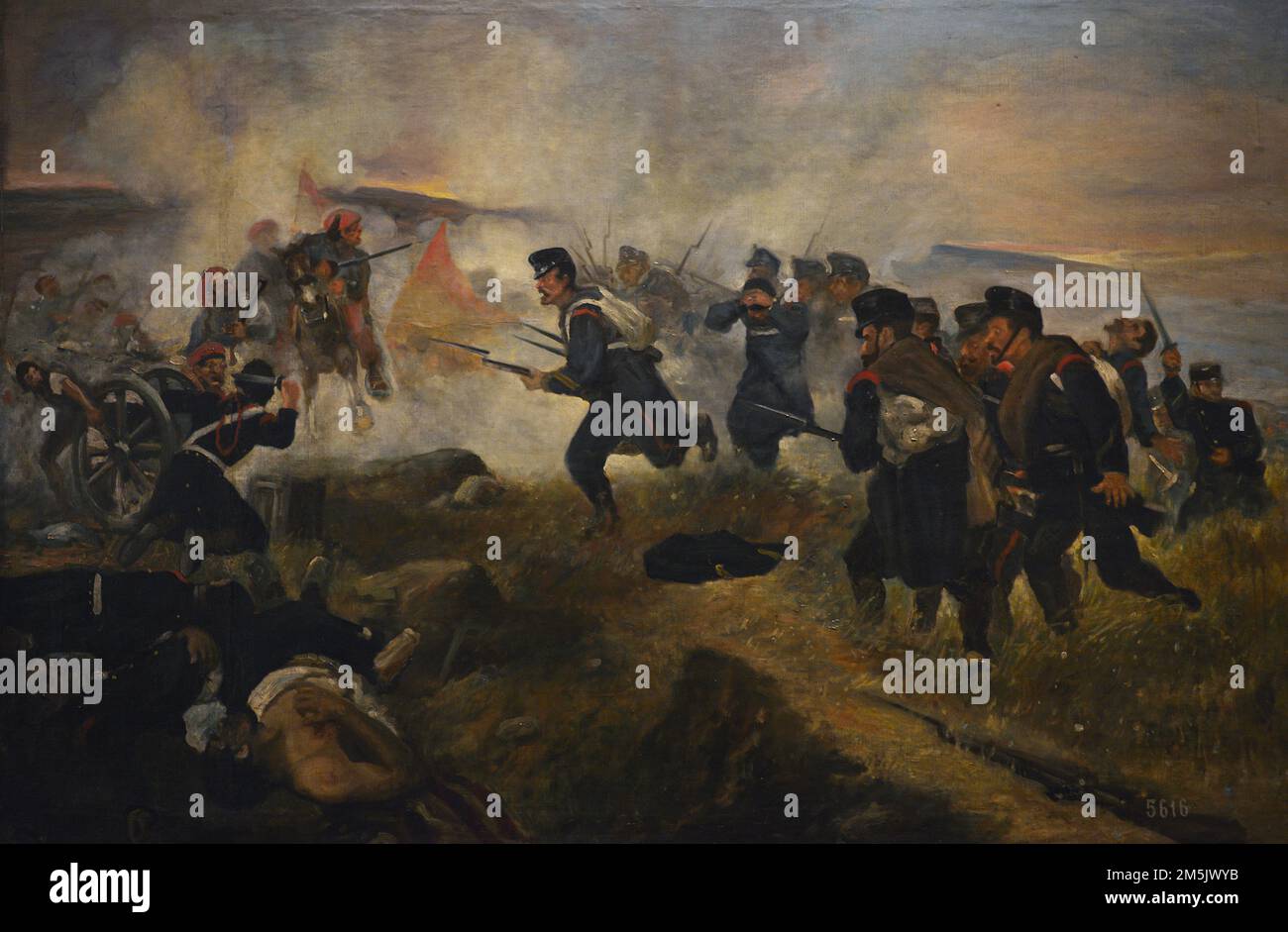 History of Spain. Third Carlist War (1872-1876). Battle of Bocairent or Camorra (December 22, 1873). 'Battle of Bocairente in the Carlist War'. Anonymous. Oil on canvas, 1873. Army Museum. Toledo, Spain. Stock Photo