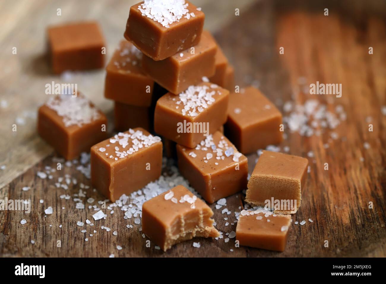 Salted caramel. Creamy toffee with sea salt Stock Photo Alamy