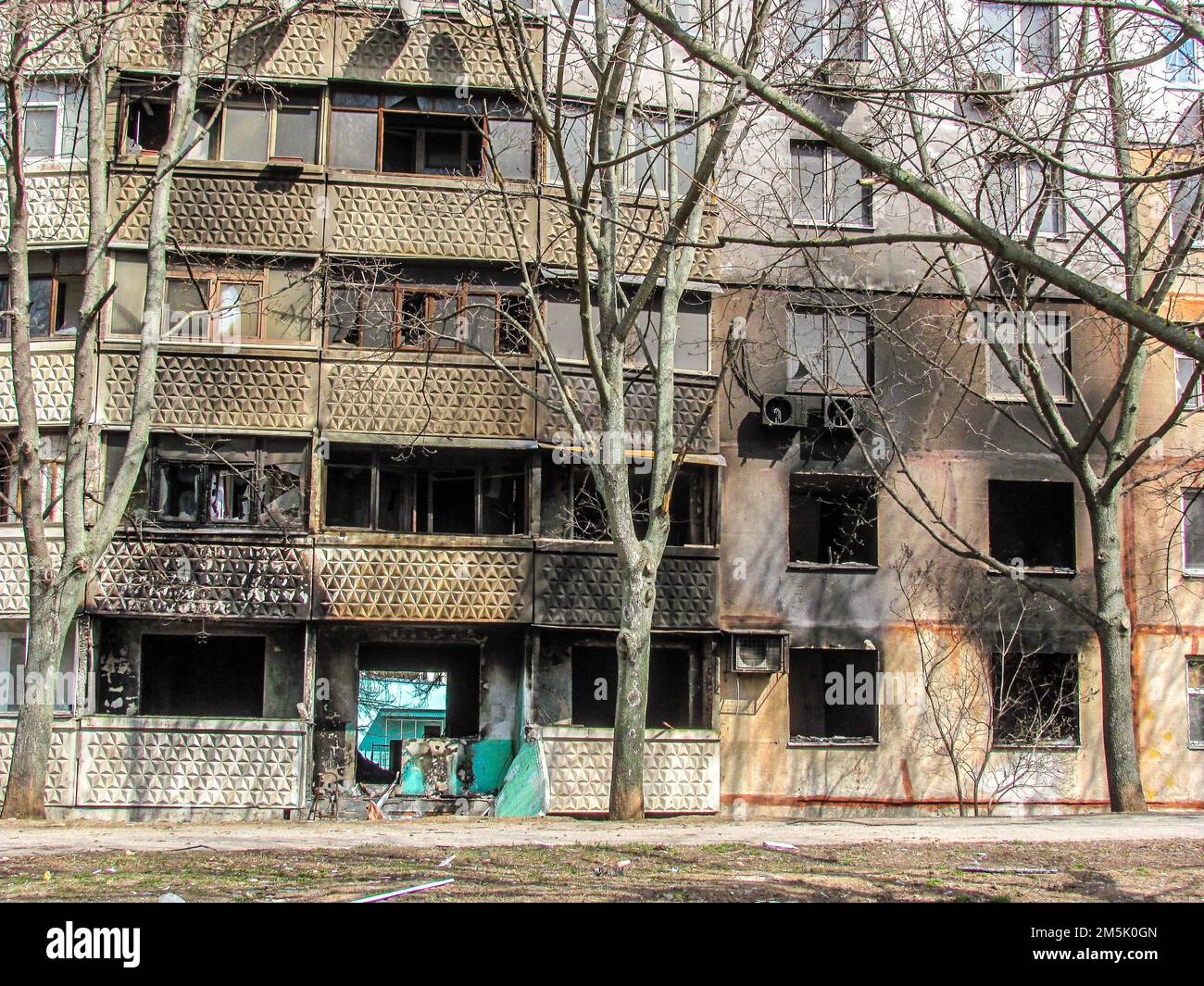 Kharkiv, Kharkov, Ukraine - 05.07.2022: outside view destroyed burnt ...