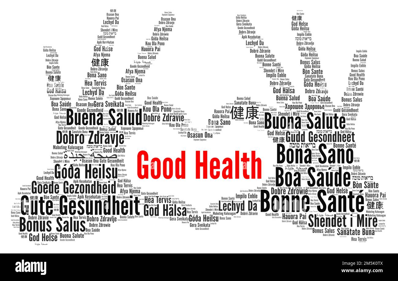 Good health word cloud concept in different languages Stock Photo