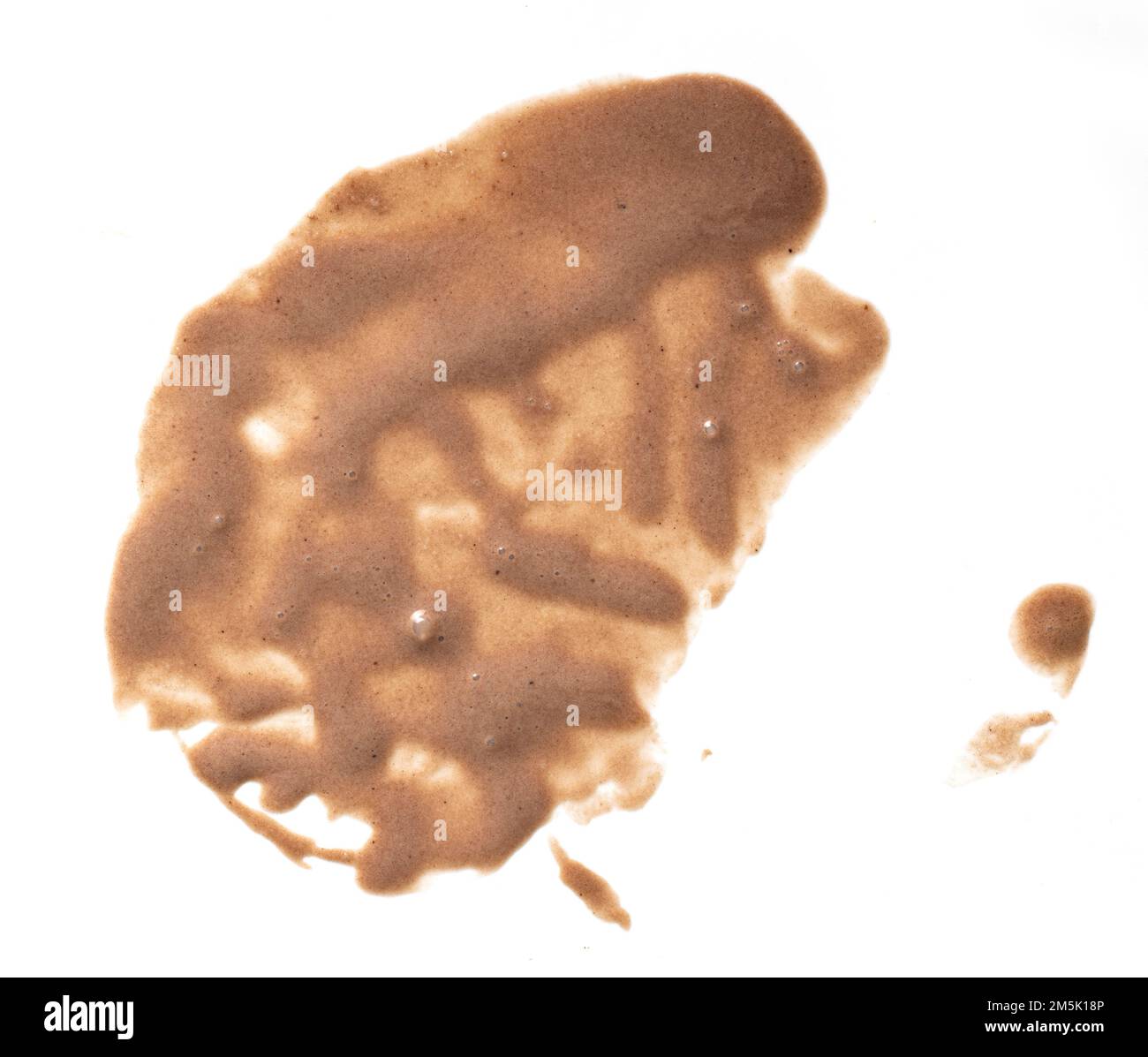 melted chocolate ice cream stain isolated on white background, top view Stock Photo