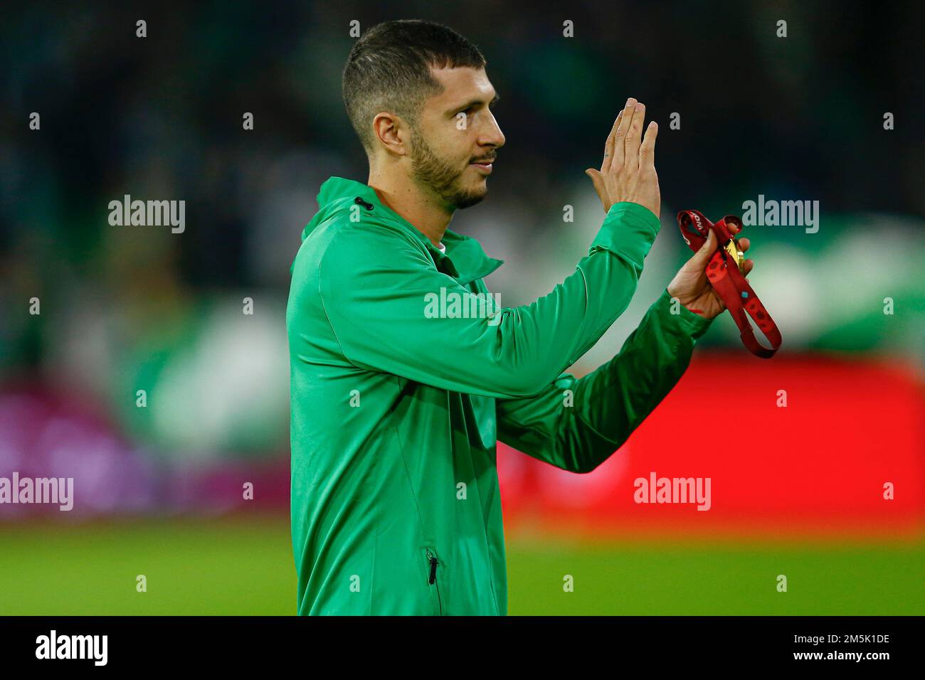 Guido Rodriguez of Real Betis before the kick off with the Champions