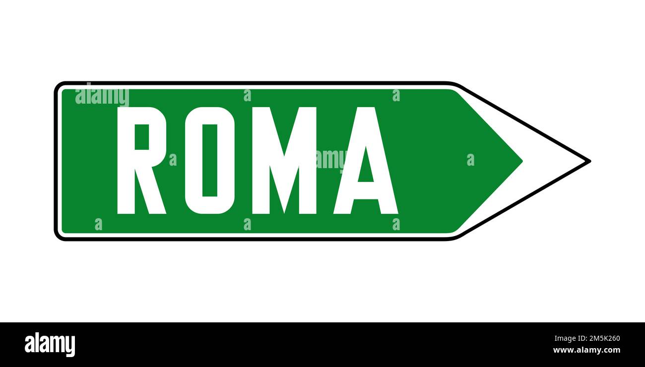 Rome direction road sign called Roma in Italian language Stock Photo