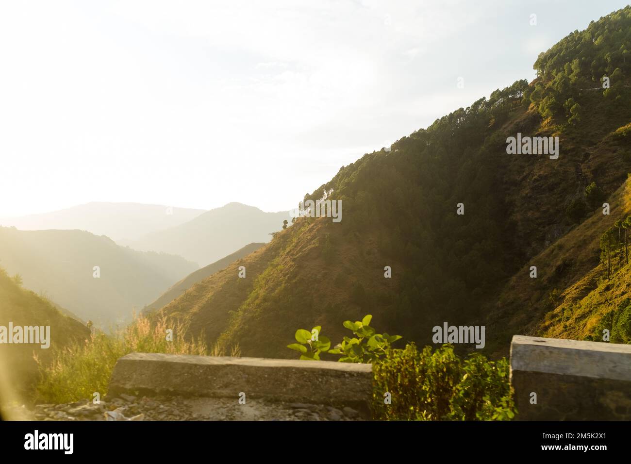 Mountain valley during sunrise. Natural summer landscape Stock Photo ...