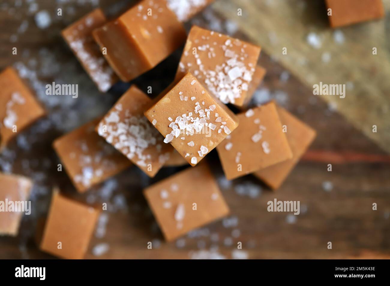 Salted caramel. Creamy toffee with sea salt Stock Photo Alamy