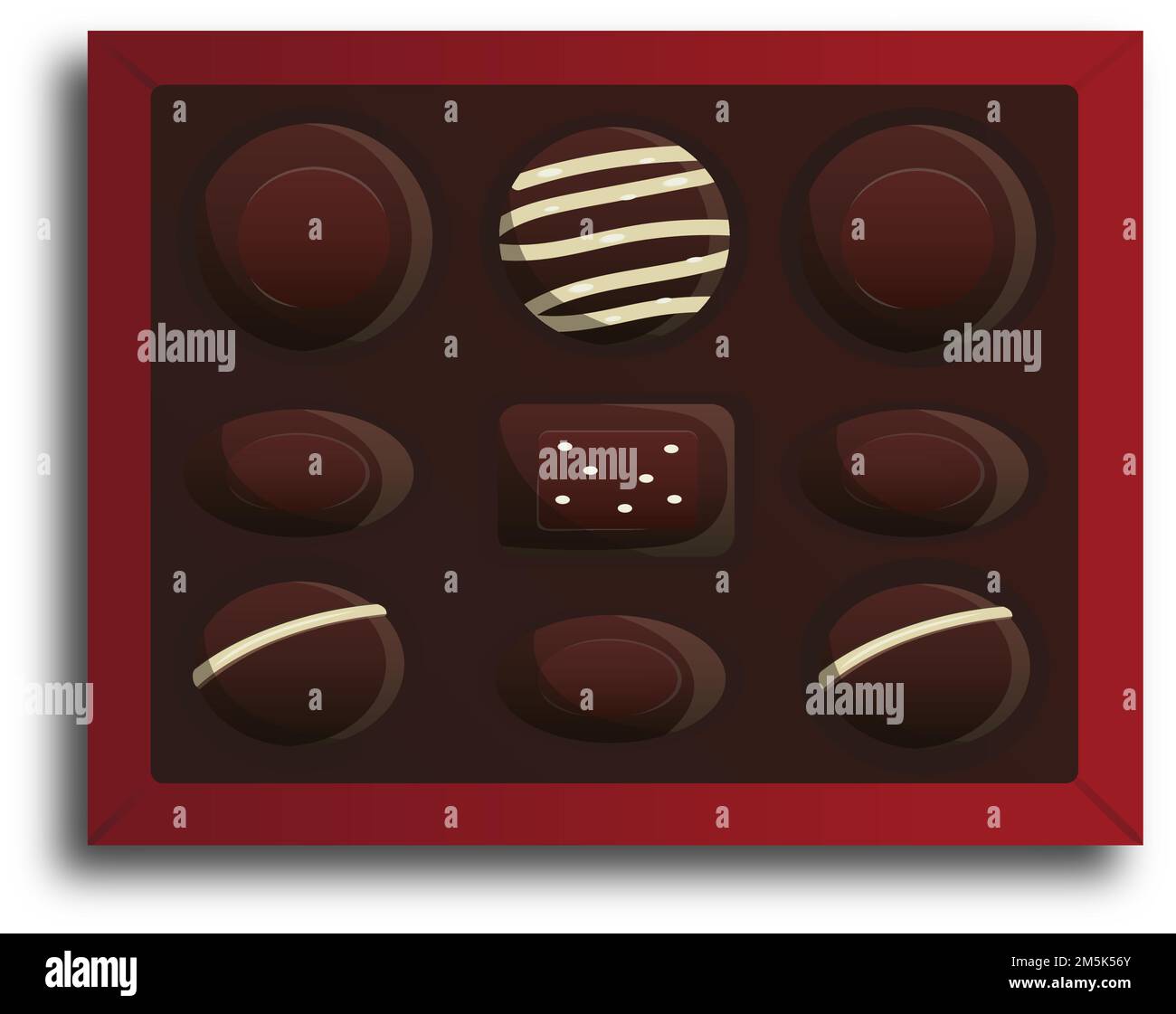 Valentine's Day, red box of cholocate candies, sweet gift Stock Vector
