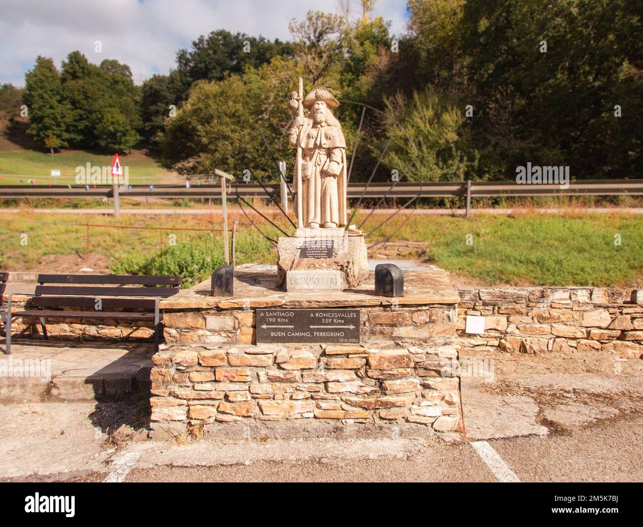 Buen Camino, peregrino! A statue of the Holy Santiago greeting pilgrims ...