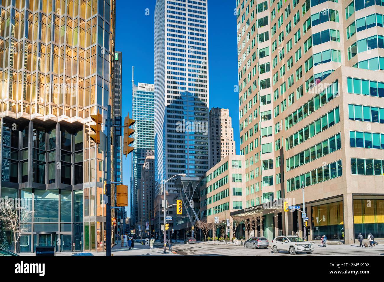 Office buildings on Bay Street in the Financial District of downtown Toronto, Ontario, Canada Stock Photo