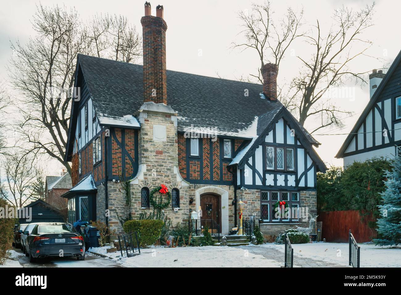 Tudor style house in the affluent The Kingsway neighborhood of Toronto, Ontario, Canada. Stock Photo