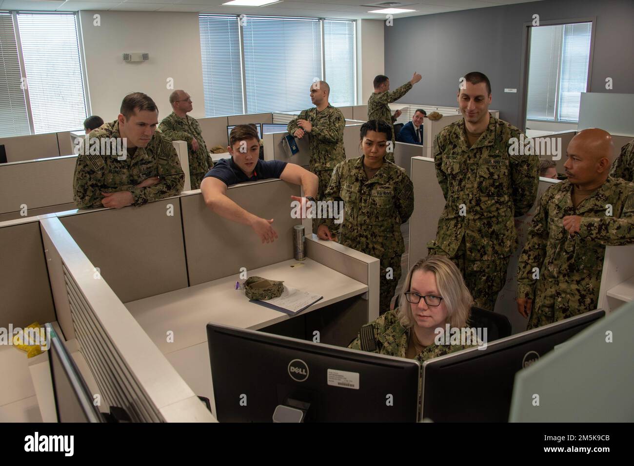 220321-N-XK809-1030 FORT GEORGE G. MEADE, Md. (March 21, 2022) U.S. Navy Reserve Sailors, assigned to Fleet Cyber Command/U.S. 10th Fleet, learn to use necessary tools during Operation Cyber Dragon. During Operation Cyber Dragon, conducted Mar. 7 - Apr. 1, Reserve Sailors assigned U.S. Fleet Cyber Command/U.S. 10th Fleet, conducted scanning of the Navy's unclassified network to identify, remediate and implement corrective actions to reduce vulnerabilities. Stock Photo