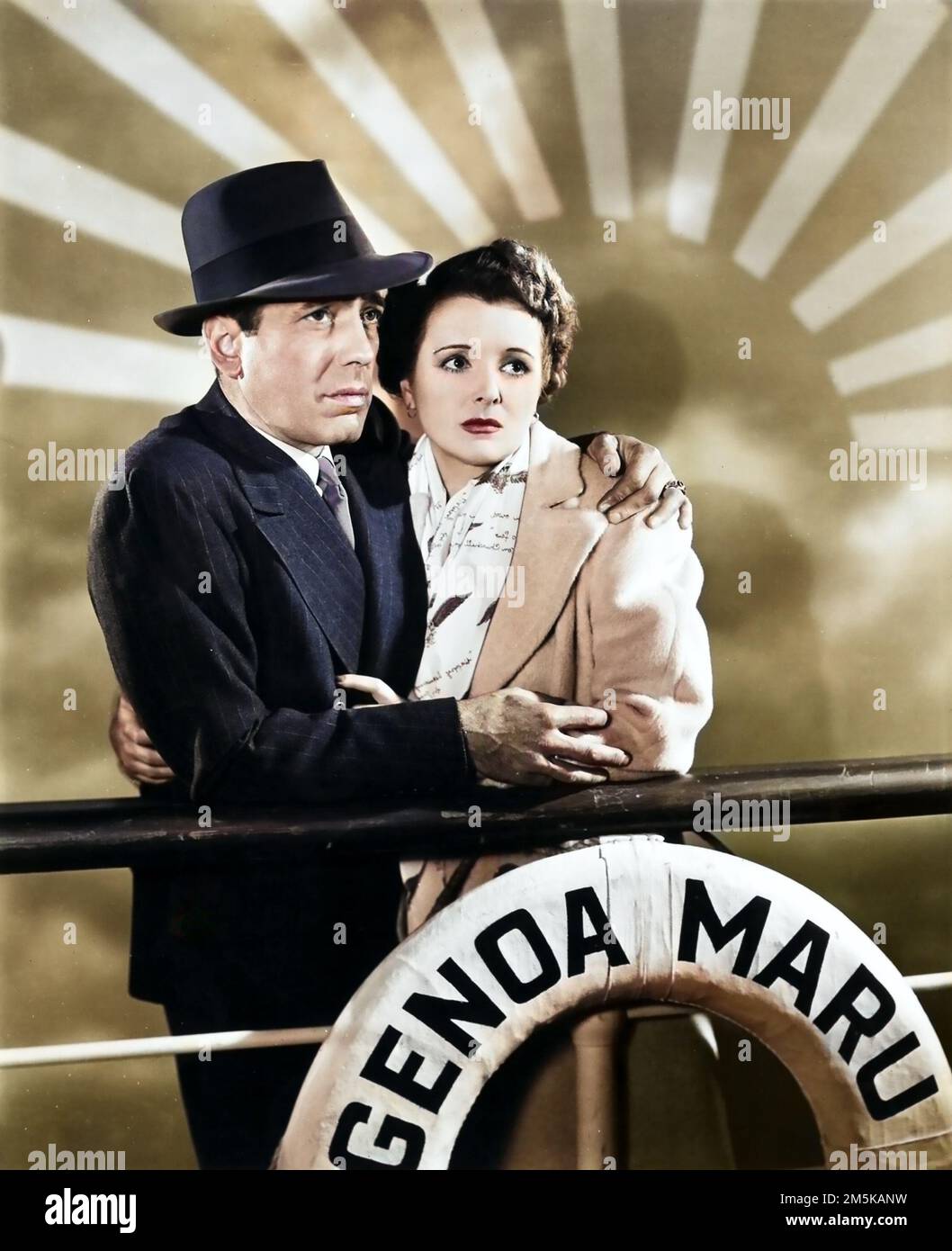 Humphrey Bogart & Mary Astor in Across the Pacific (Warner Brothers, 1942). Portrait Photo - colorized Stock Photo