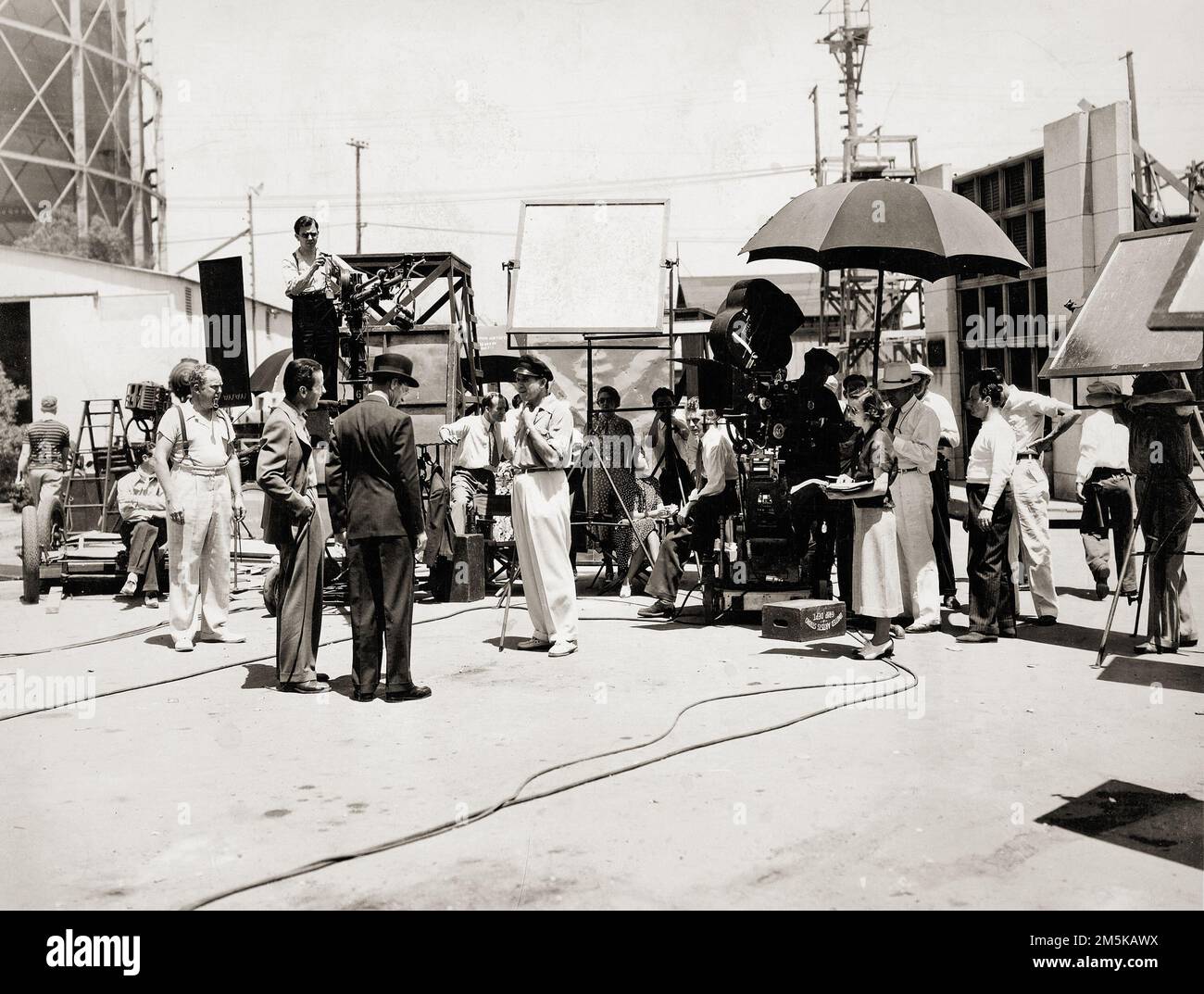 Humphrey Bogart and Leslie Howard in 'Stand-In' (United Artists, 1937). At set. Stock Photo