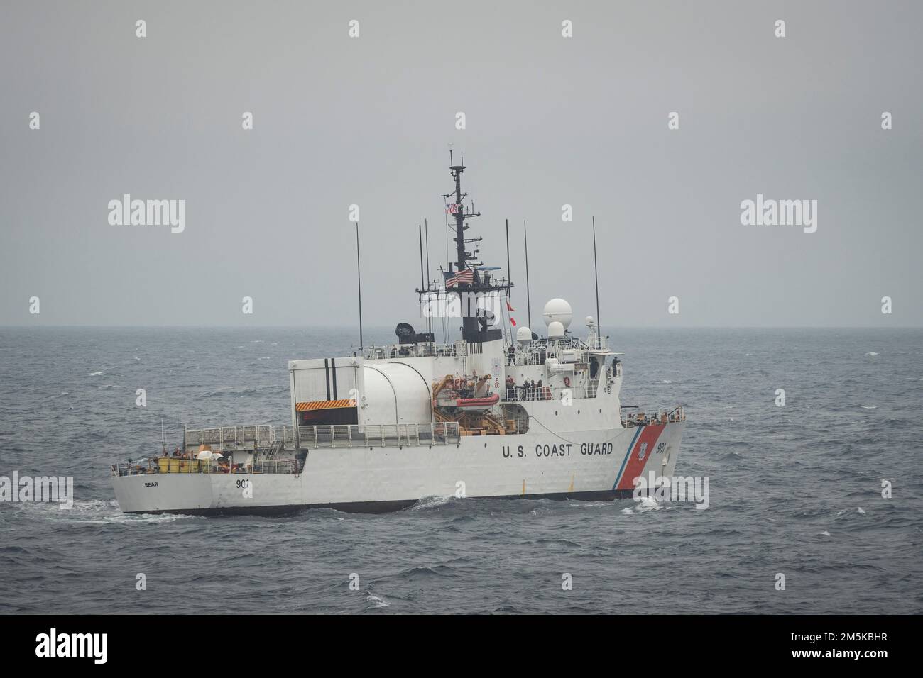 United States Coast Guard Cutter (USCGC) Bear underway at sea during the Royal Canadian Navy's northern exercise 'Operation Nanook'. Stock Photo