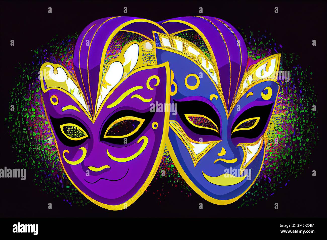 Mardi Gras Masks Traditional Mardi Gras masks in purple, gold, and