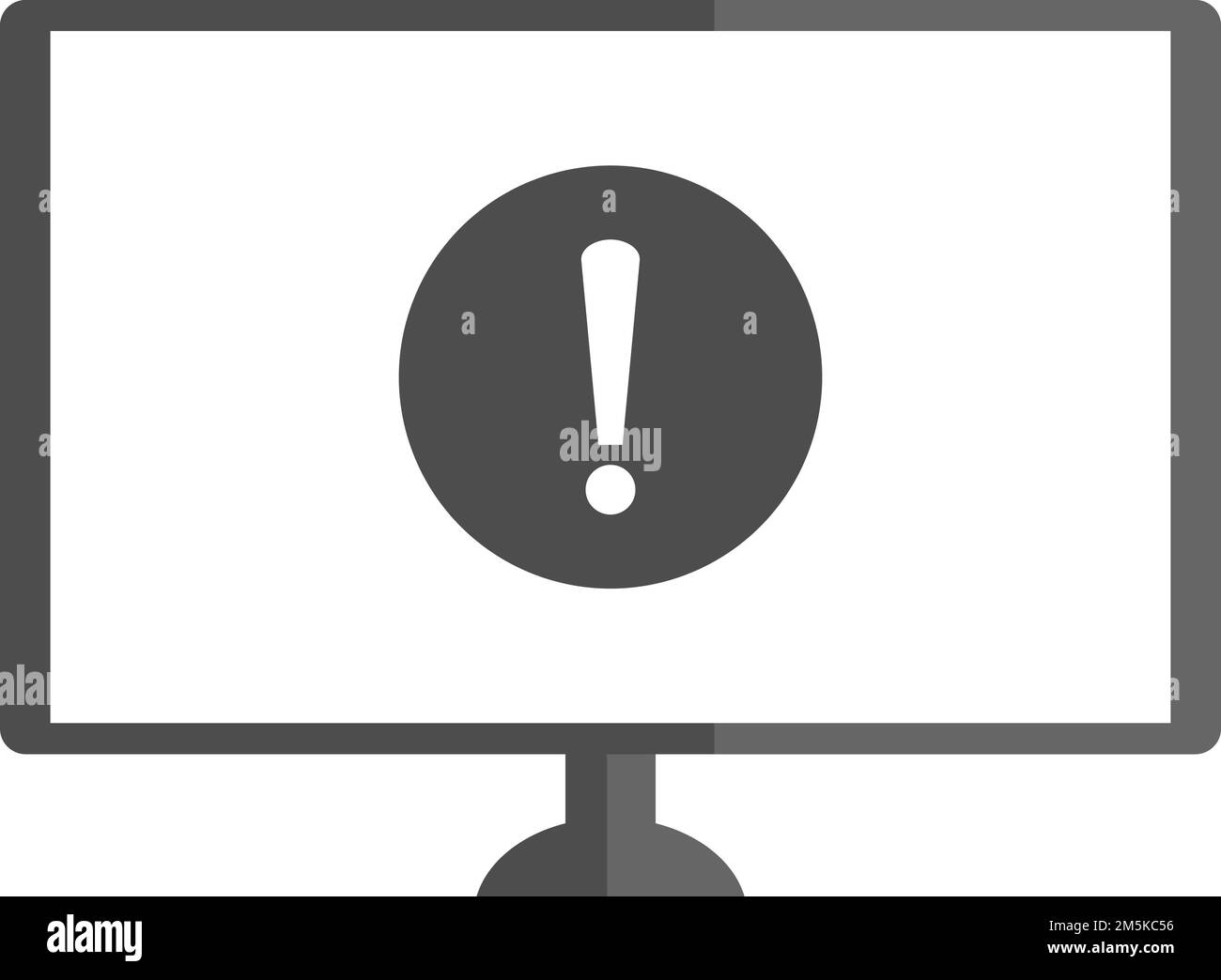 Computer with exclamation mark in the screen. Monitor with warning in the screen. Stock Vector