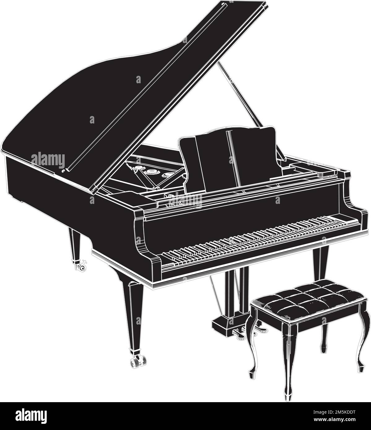 Piano Vector Illustration On White Background A Vector Illustration Of A Piano Stock Vector