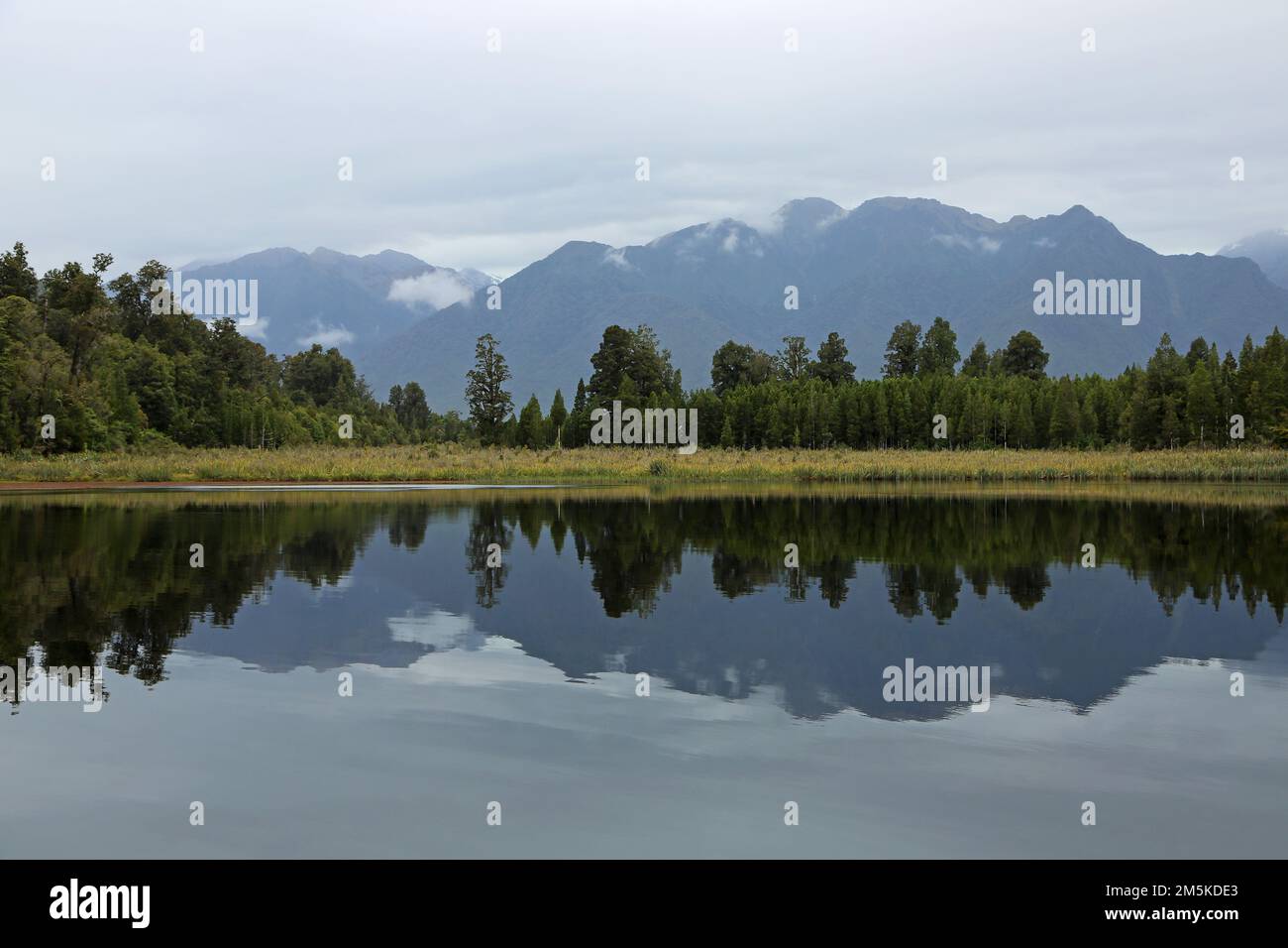 Reflection in Matheson Lake, New Zealand Stock Photo - Alamy