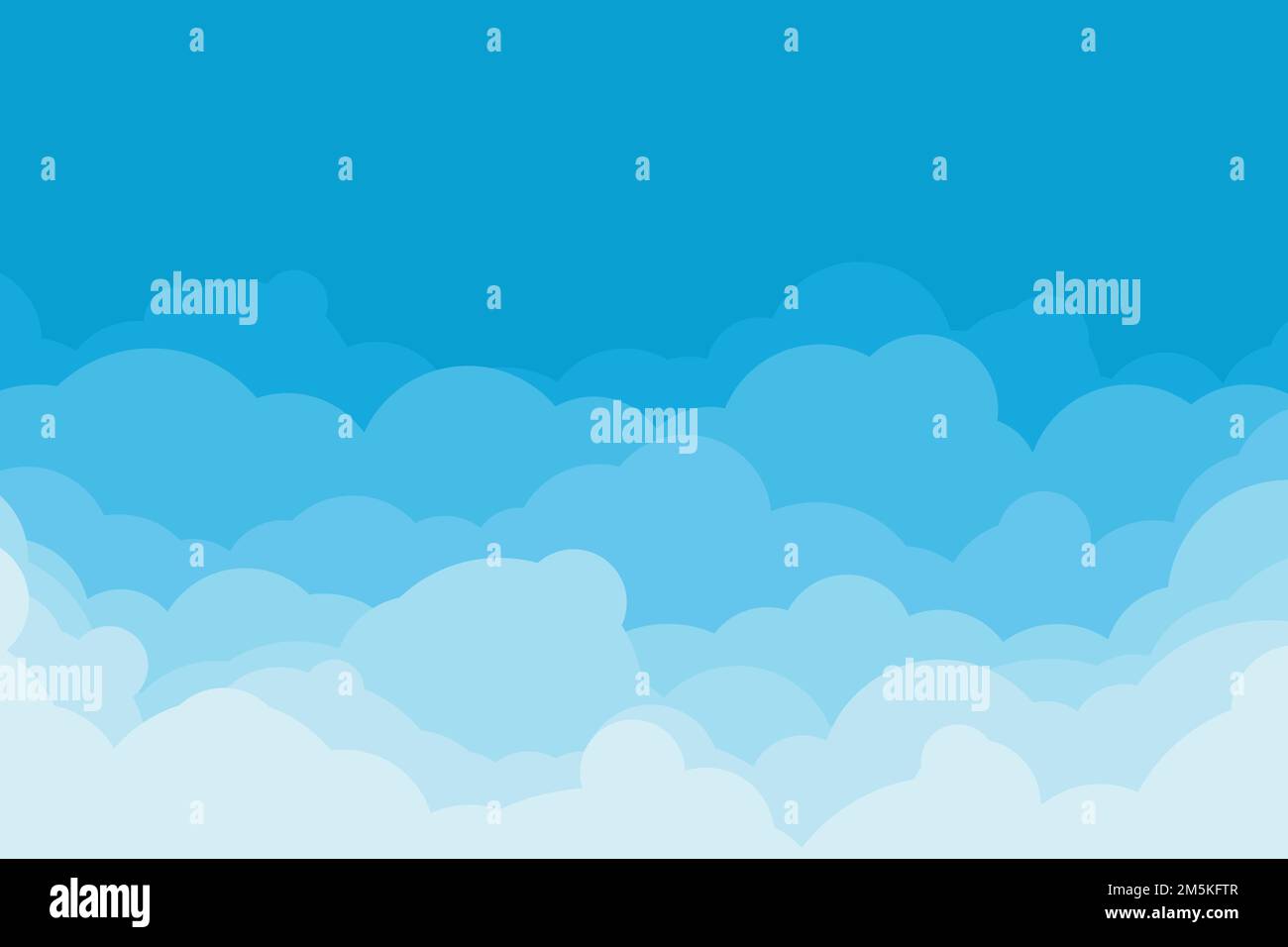 cartoon flat style white clouds on blue Stock Vector