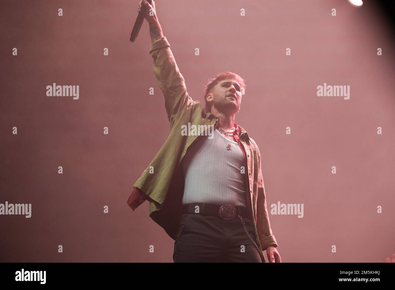 Madrid, Spain. 29th Dec, 2022. Singer Dani Fernandez performs during the first concert of his tour, at the Wizink Center in Madrid. Credit: SOPA Images Limited/Alamy Live News Stock Photo