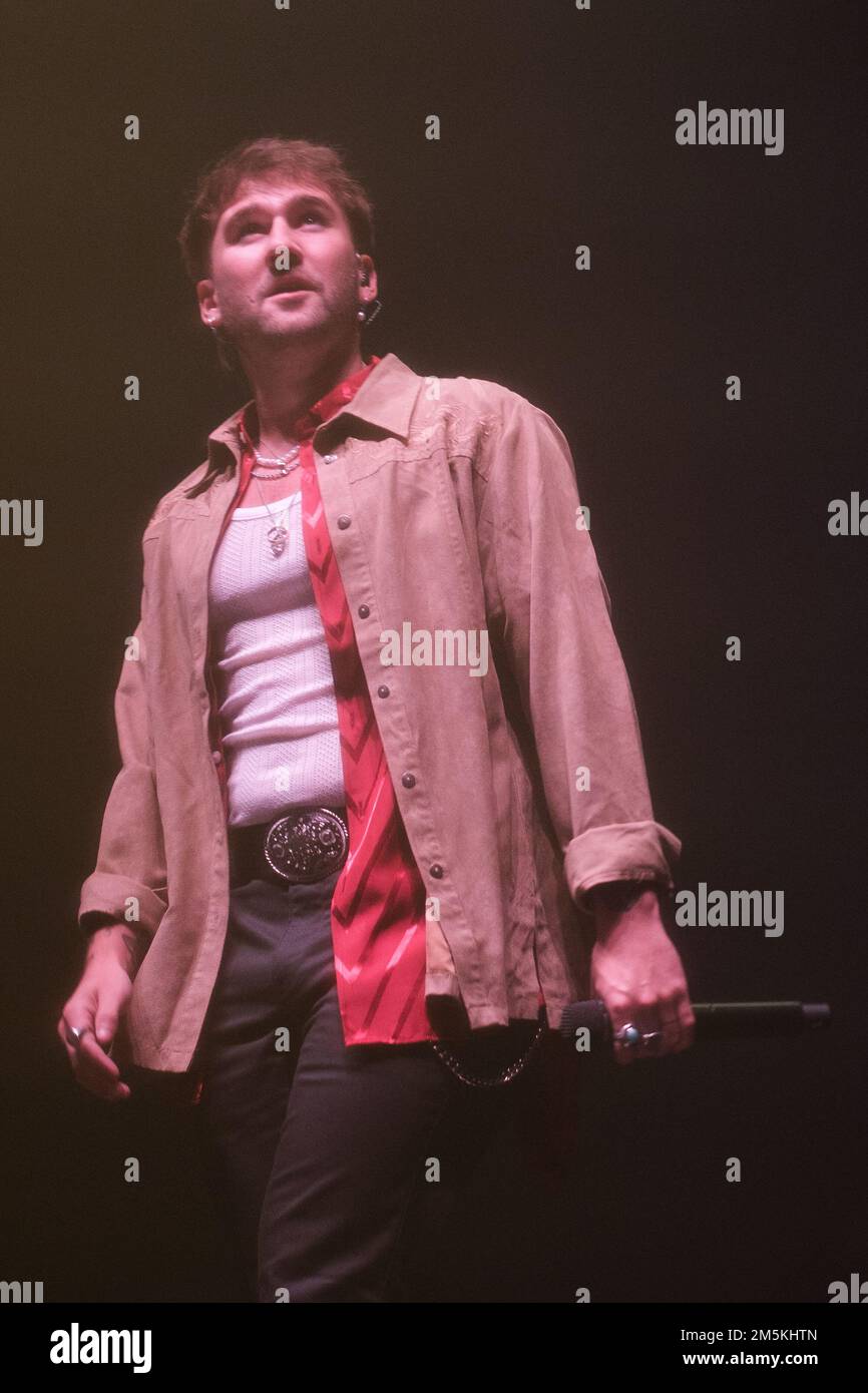 Madrid, Spain. 29th Dec, 2022. Singer Dani Fernandez performs during the first concert of his tour, at the Wizink Center in Madrid. (Photo by Atilano Garcia/SOPA Images/Sipa USA) Credit: Sipa USA/Alamy Live News Stock Photo