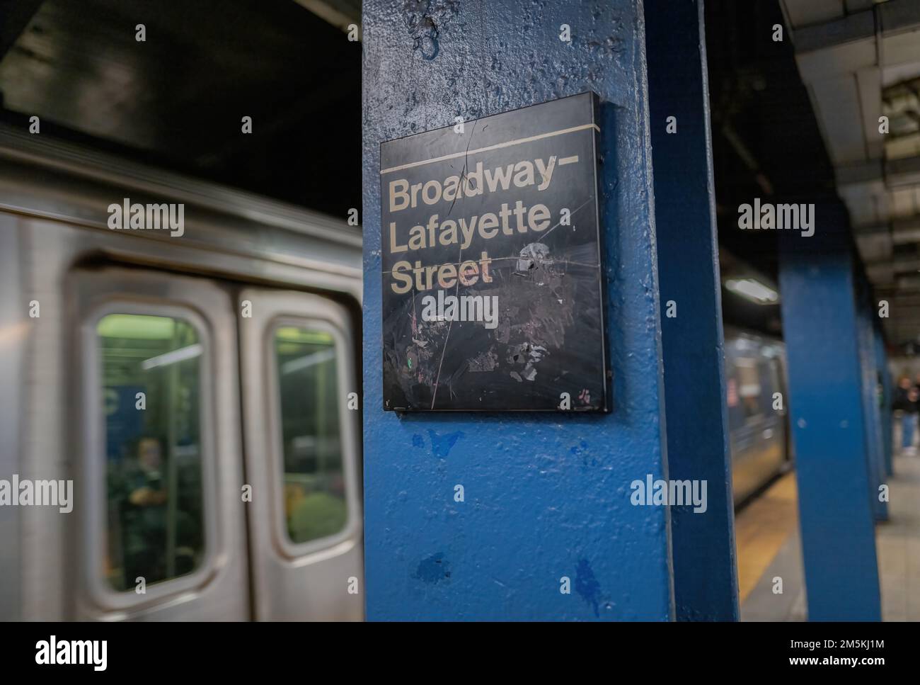 NEW YORK, N.Y. – December 28, 2022: A Broadway-Lafayette Street platform is seen in the New York City Subway. Stock Photo