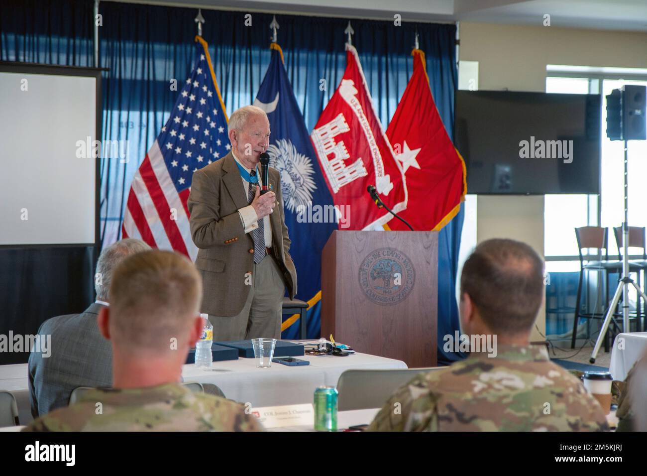 U.S. Marine Corps Maj. Gen. (retired) James Livingston, a Medal Of Honor recipient, was a keynote speaker during the U.S. Army Corps Of Engineers South Atlantic Division's recent military Leadership Development Program.  Charleston District hosted the event. Stock Photo