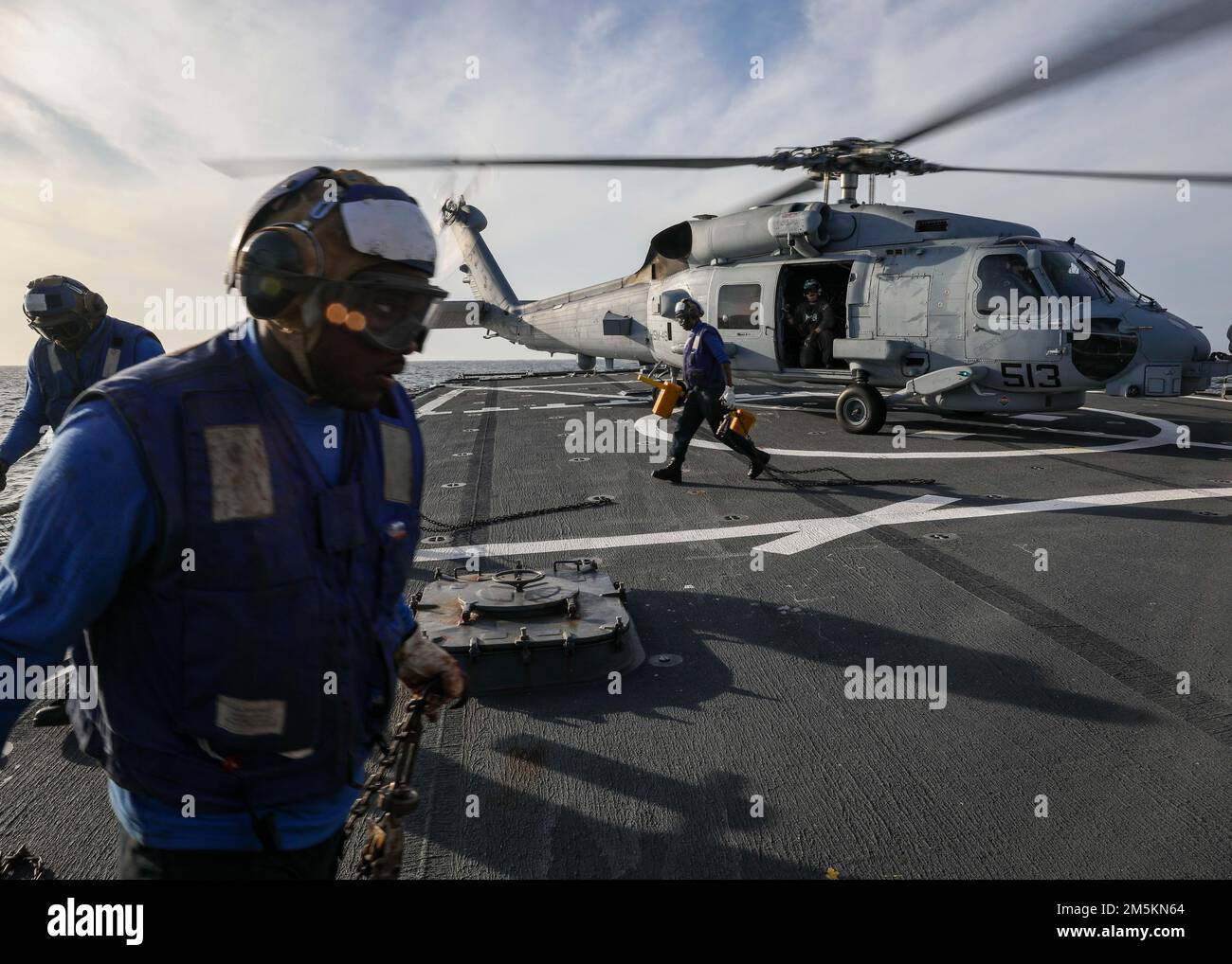 ATLANTIC OCEAN (March 22, 2022) – Sailors remove chalks and chains from ...