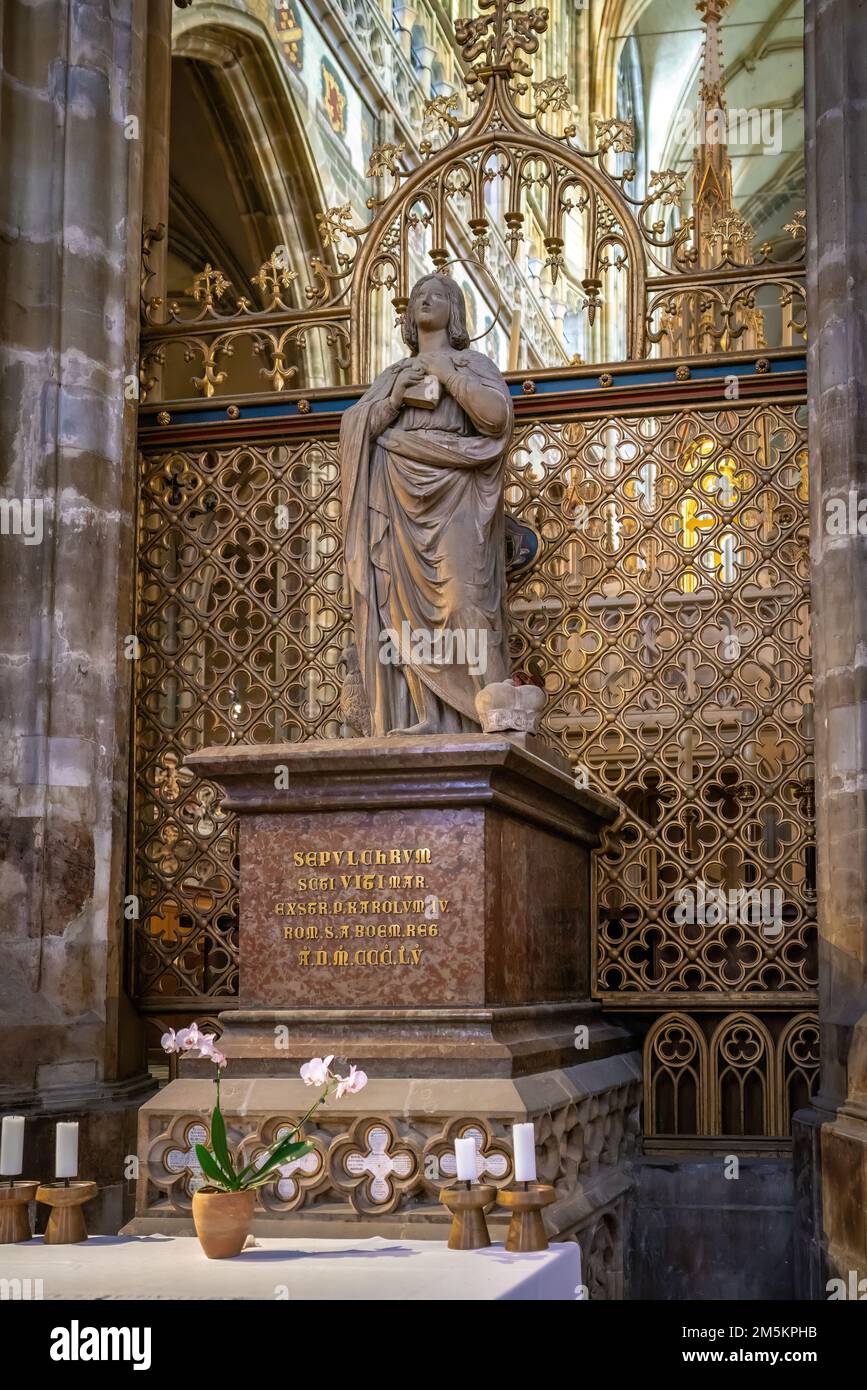 Imperial Chapel and Tomb of St Vitus in St. Vitus Cathedral Interior at Prague Castle - Prague, Czech Republic Stock Photo