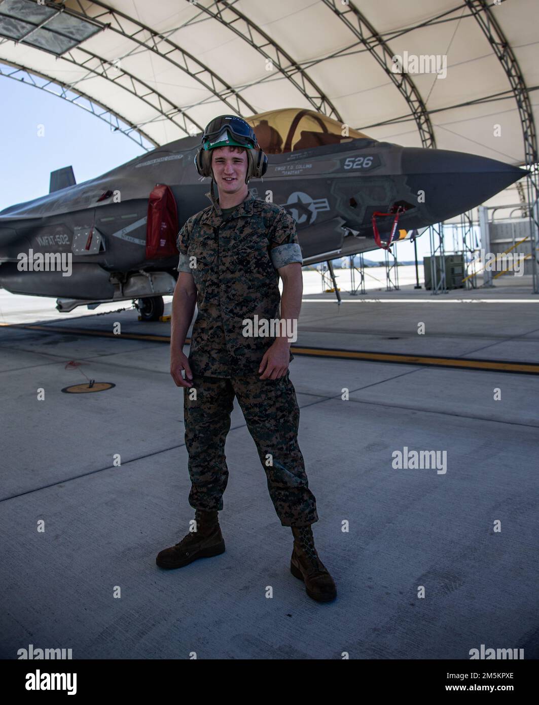 U. S. Marine Corps Lance Cpl. Ari Fine, an ejection seat technician