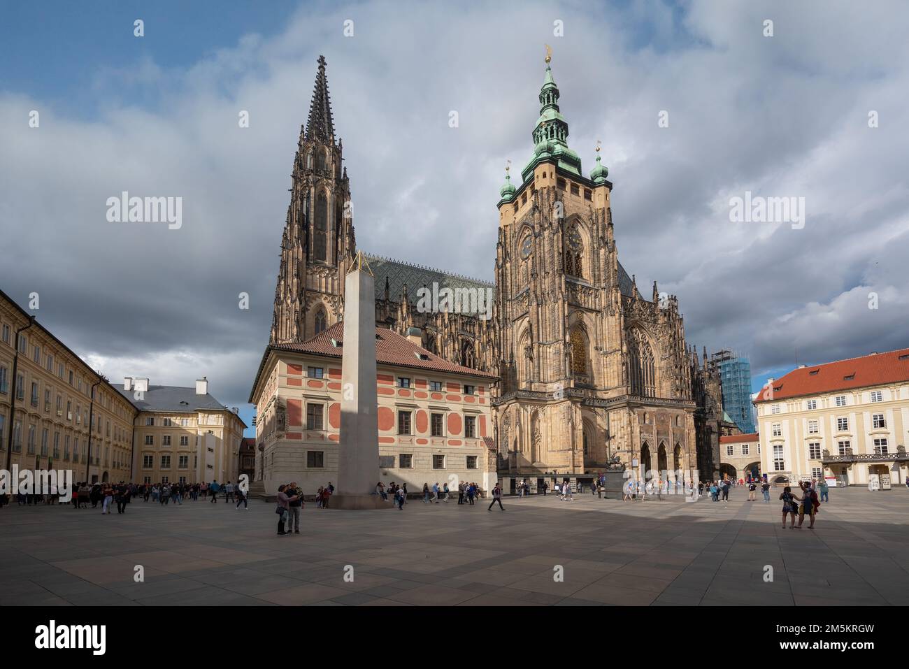 Prague Castle 3rd Courtyard with St Vitus Cathedral - Prague, Czech Republic Stock Photo