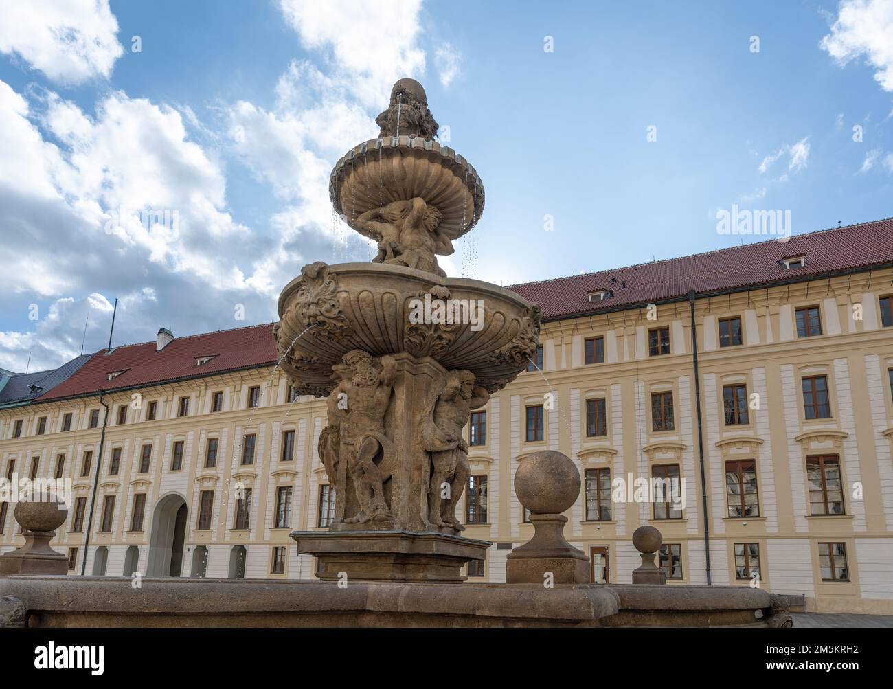 Kohls Fountain at 2nd Courtyard of Prague Castle - Prague, Czech Republic Stock Photo