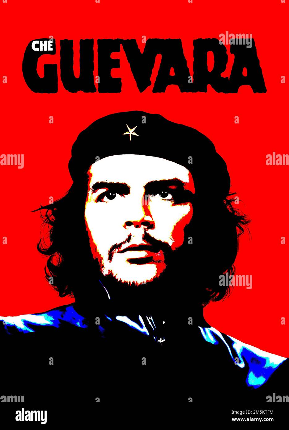 Ernesto Che Guevara vintage political Viva Che Print poster, digitally generated posterized and colorized Stock Photo