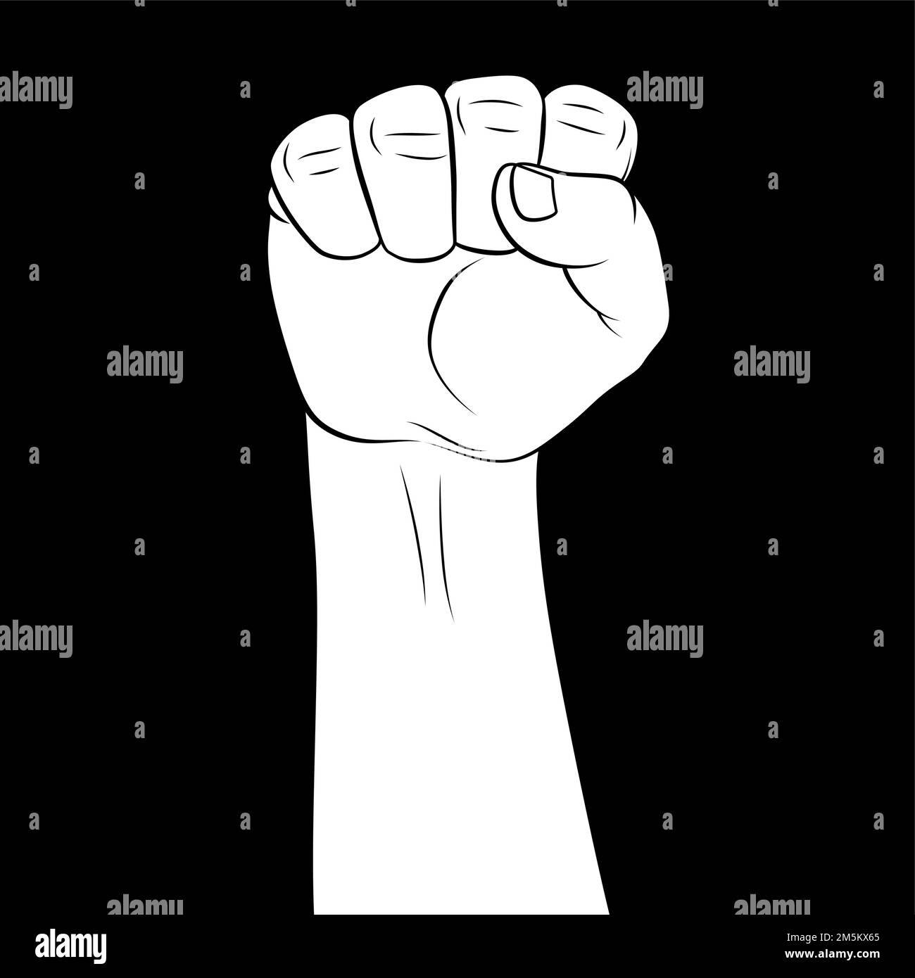 Raised Hand Clenched into Fist Symbolizing Power or Strength of Unity ...