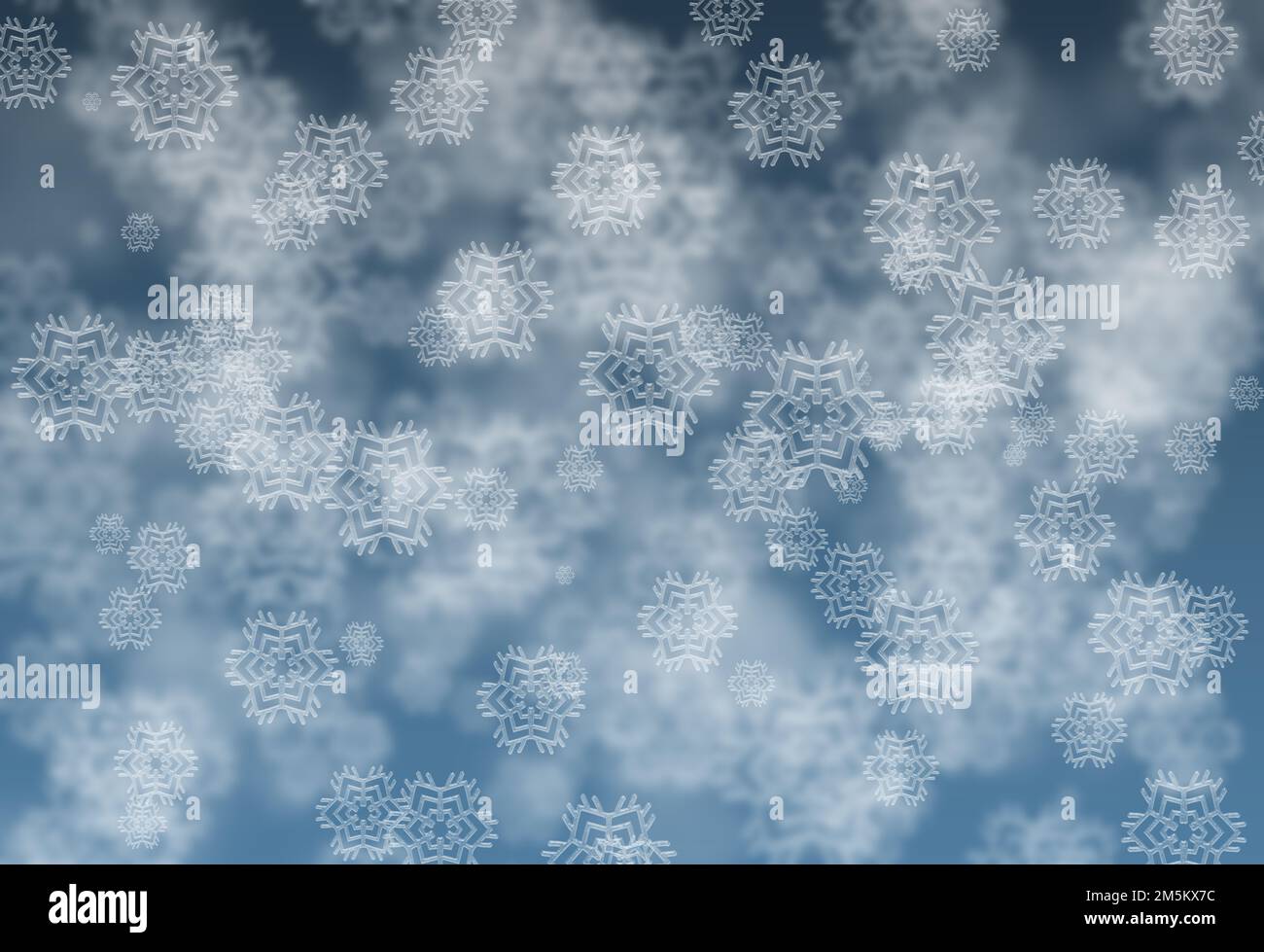 Digitally created image of Abstract blue snowflakes background. Stock Photo