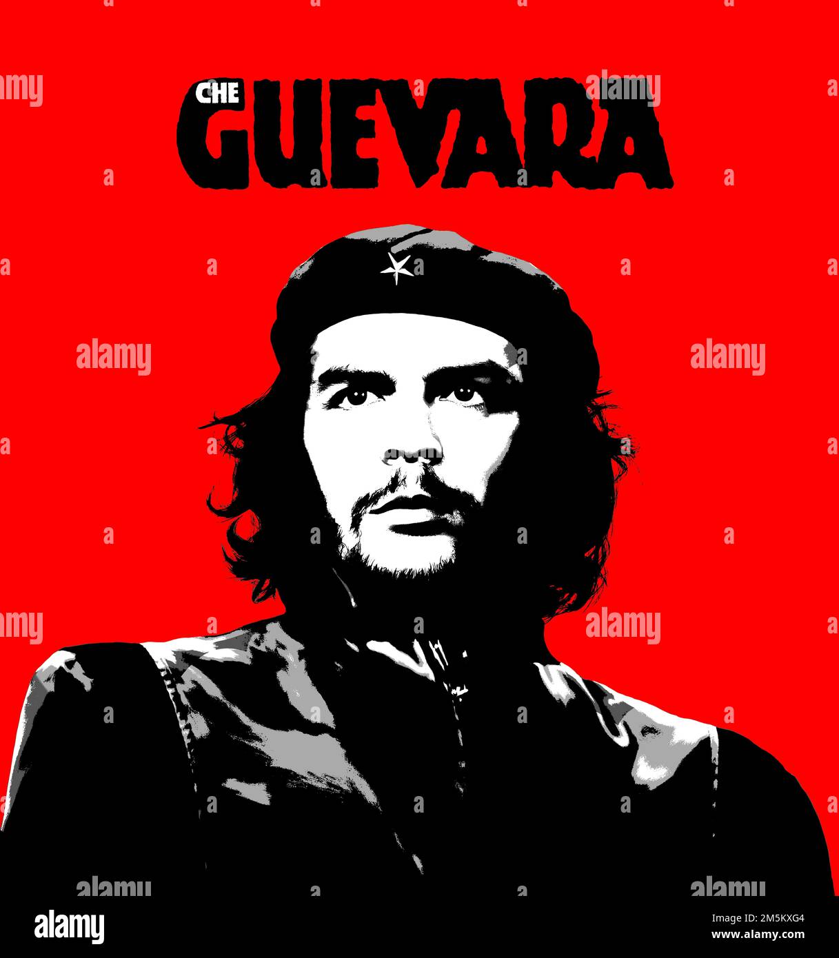 Ernesto Che Guevara's vintage political poster, digitally generated photo art, and colorized Stock Photo