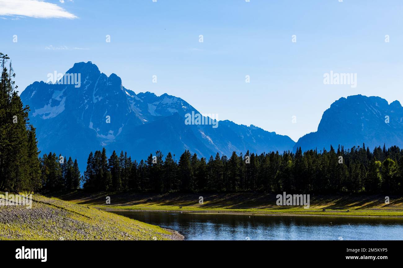 Grand Tetons along the Grassy Lake Shoreline Stock Photo Alamy