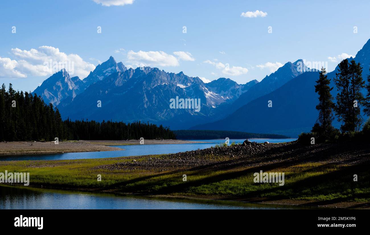 Grand Tetons along the Grassy Lake Shoreline Stock Photo Alamy