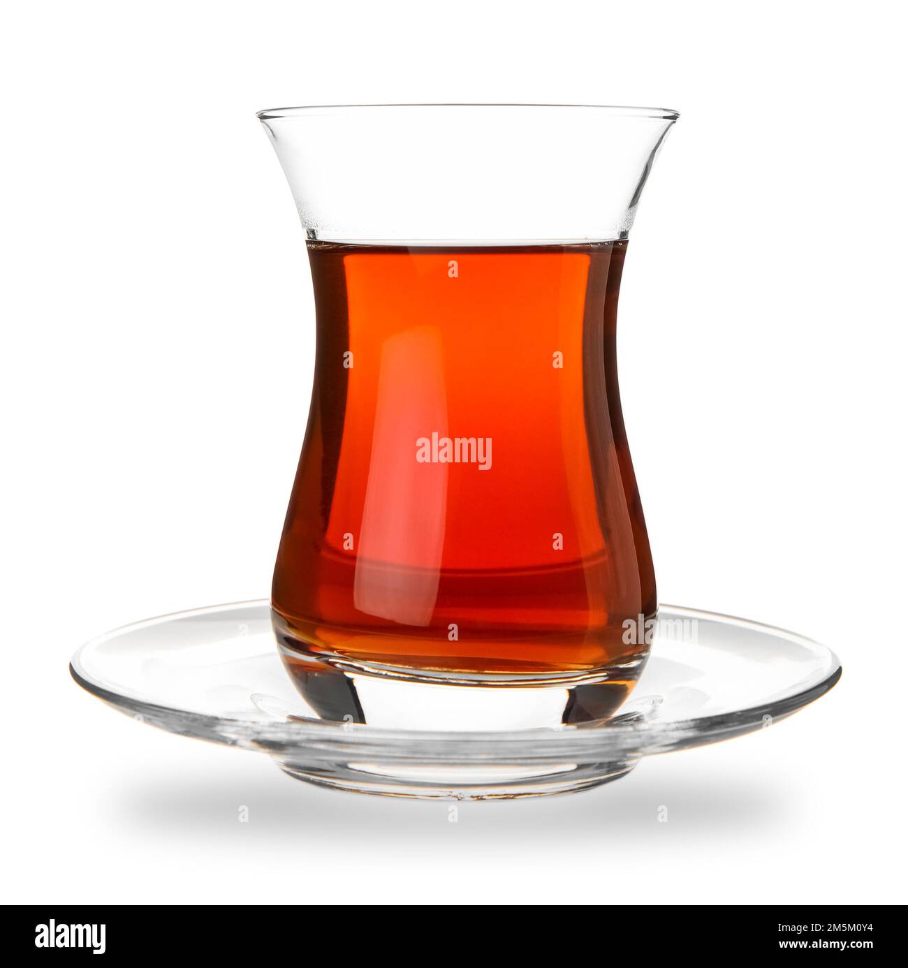 Glass of Turkish tea on white background Stock Photo - Alamy