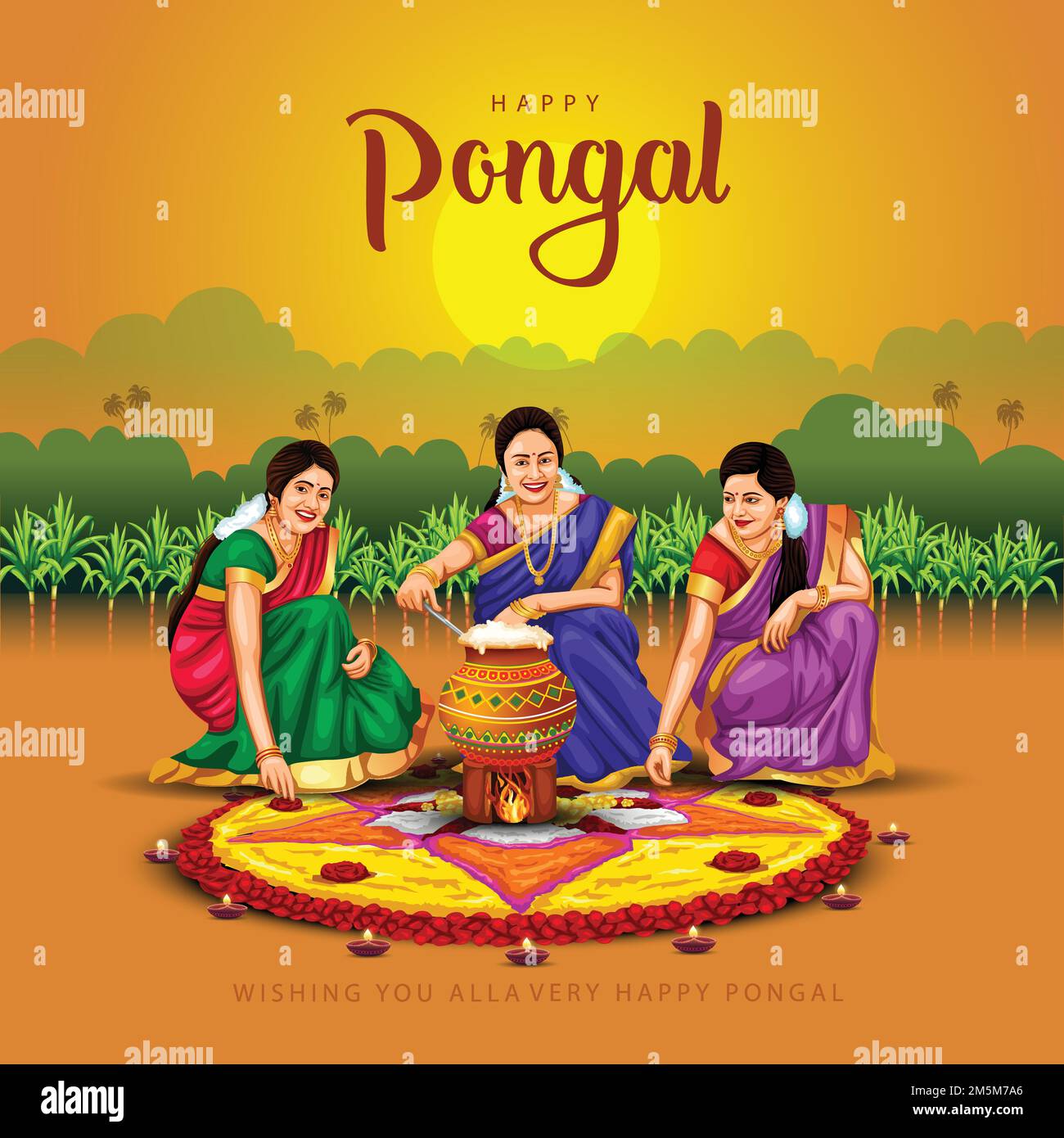 new illustration of Happy Pongal Holiday Harvest Festival of Tamil Nadu