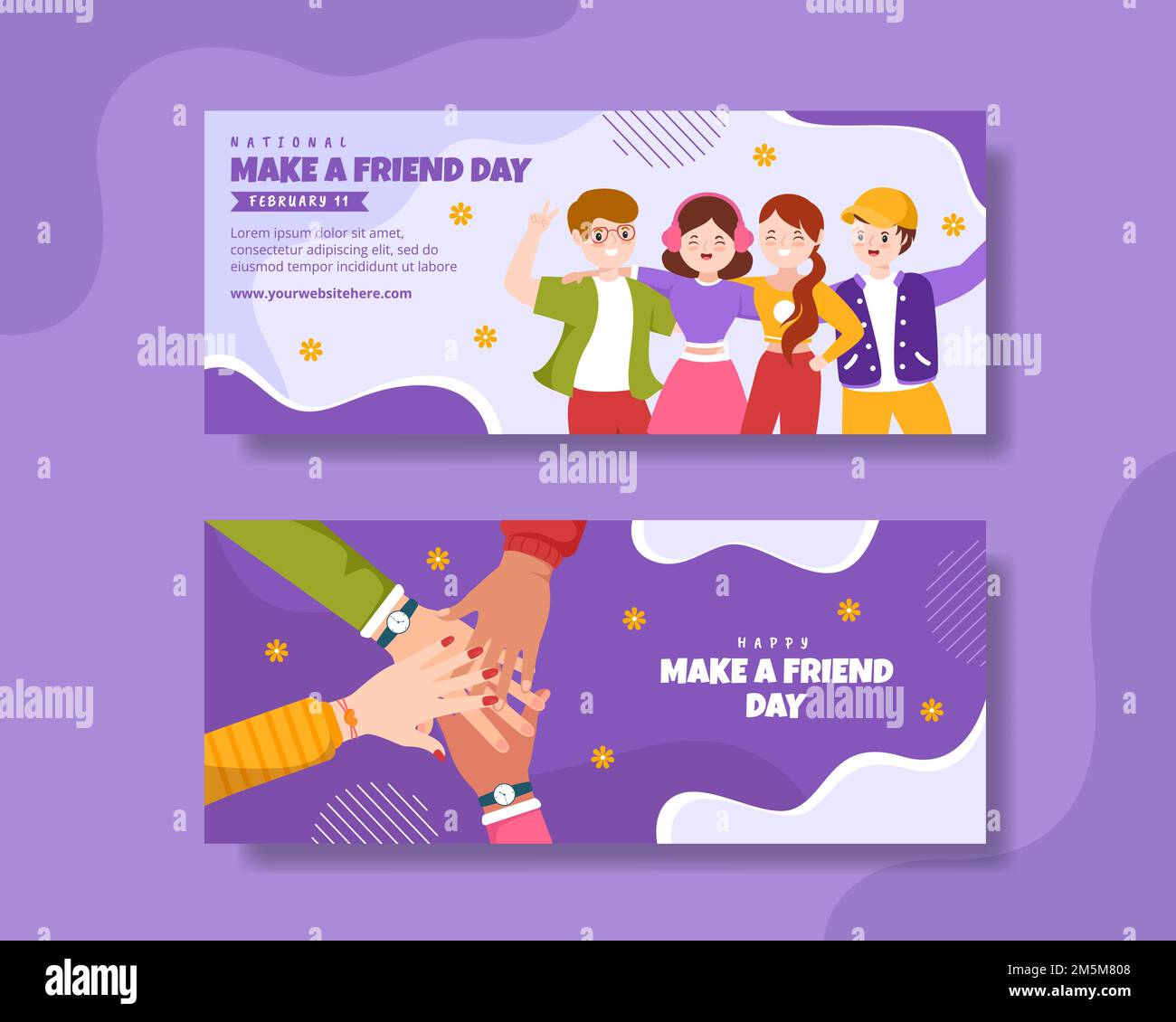 National Make a Friend Day Banner Flat Cartoon Hand Drawn Templates