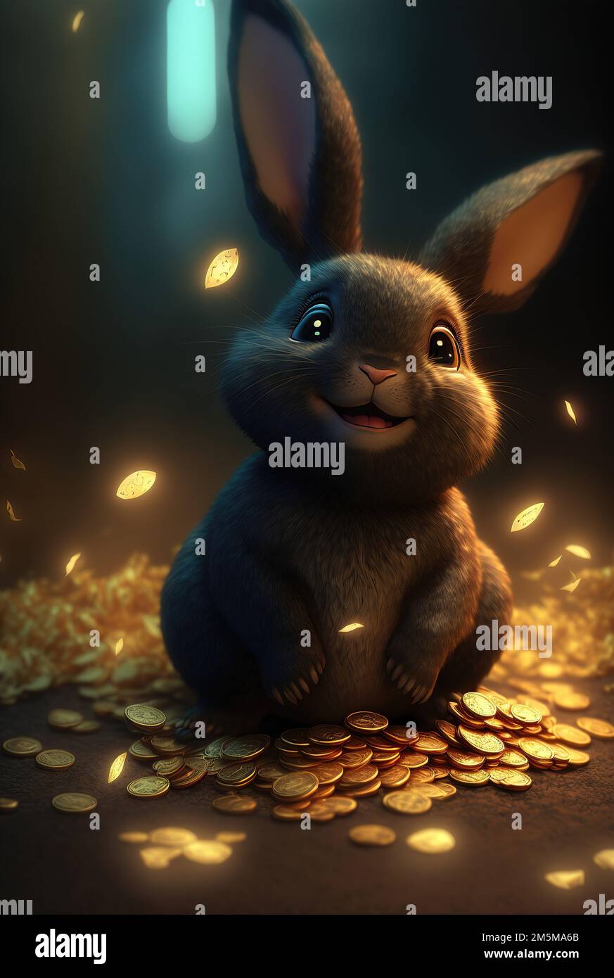 Rabbit with gold coin hi-res stock photography and images - Alamy