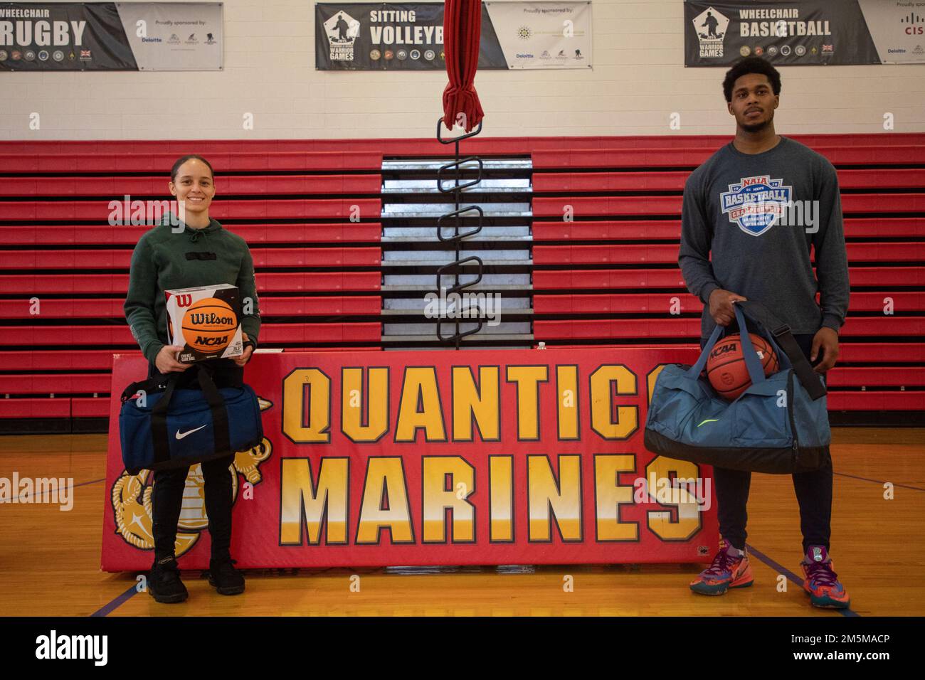 U.S. Marines and civilians participate in the Marine Corps Community