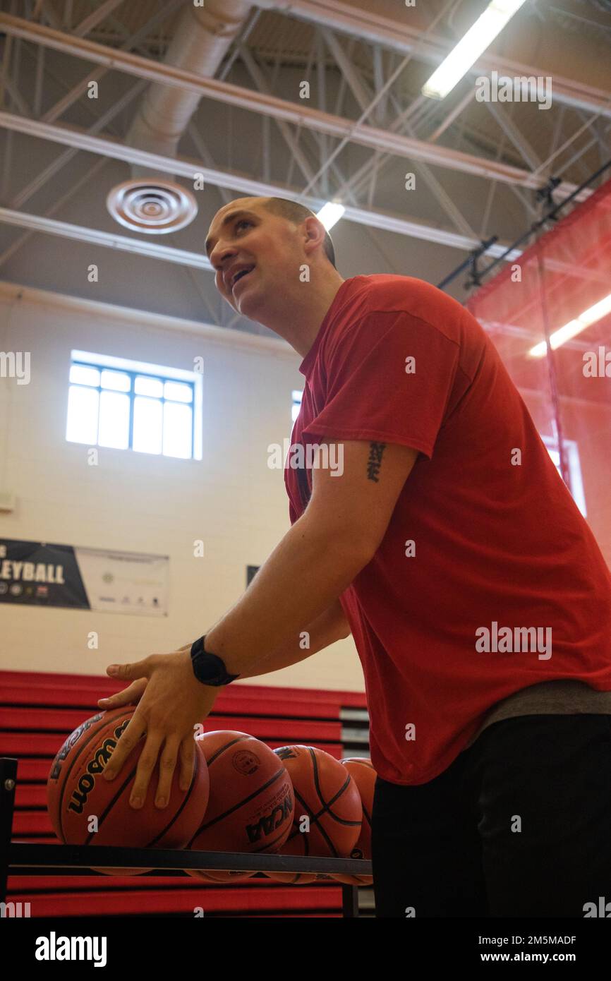 U.S. Marines and civilians participate in the Marine Corps Community