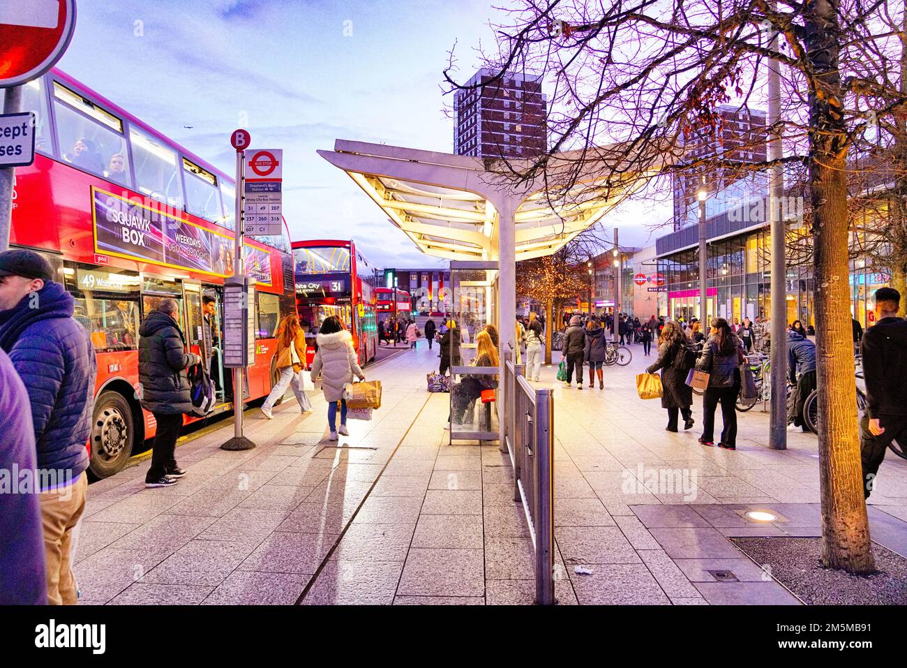 Double Decker, Red London Buses At Shepherds Bush Bus Station Near