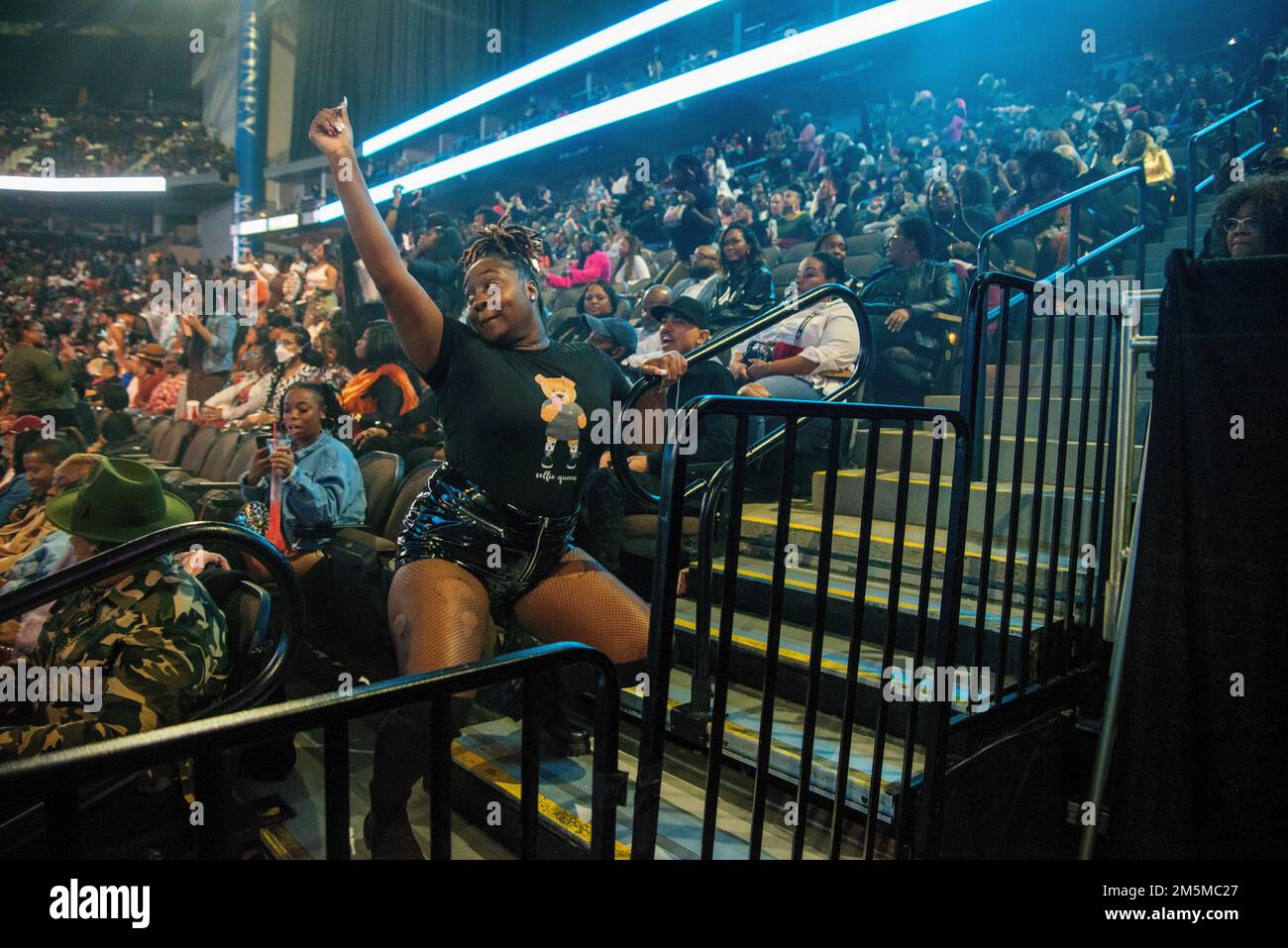 Jacksonville, FL USA. 29 DEC 2022. A fan dancing in the aisles before