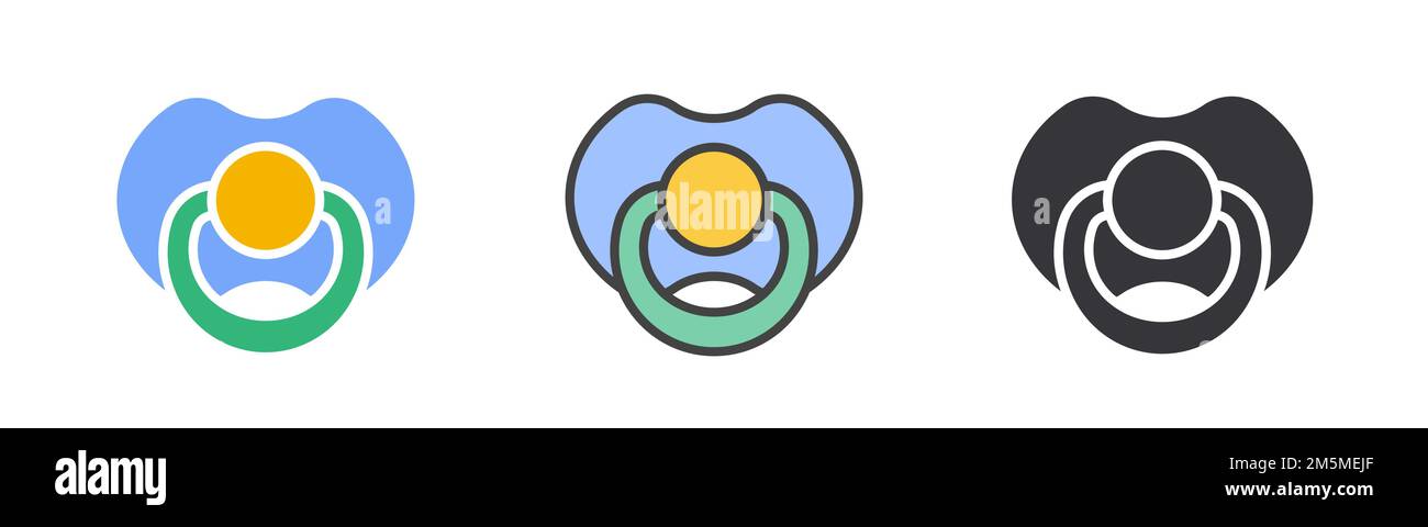 Baby pacifier flat icons on white background. Vector illustration. Stock Vector